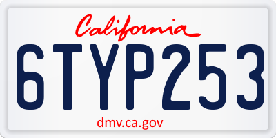 CA license plate 6TYP253