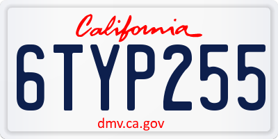 CA license plate 6TYP255