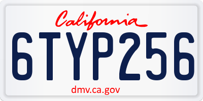 CA license plate 6TYP256