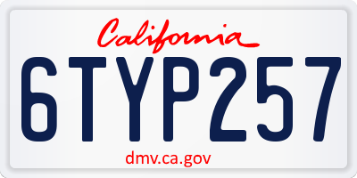 CA license plate 6TYP257