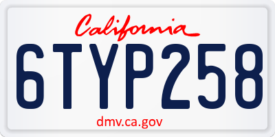 CA license plate 6TYP258