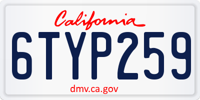 CA license plate 6TYP259