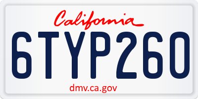 CA license plate 6TYP260