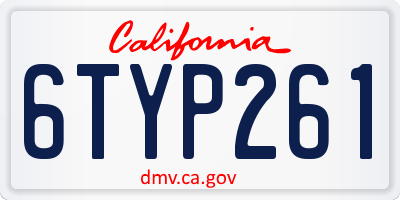 CA license plate 6TYP261