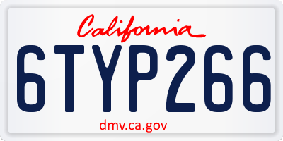 CA license plate 6TYP266