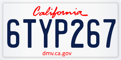 CA license plate 6TYP267