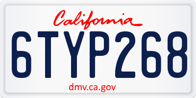 CA license plate 6TYP268