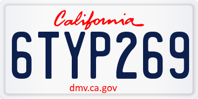 CA license plate 6TYP269