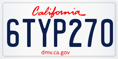 CA license plate 6TYP270