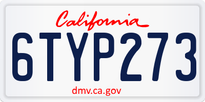 CA license plate 6TYP273