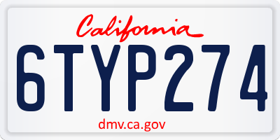 CA license plate 6TYP274