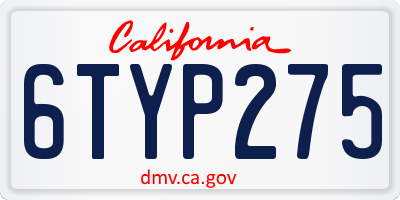 CA license plate 6TYP275