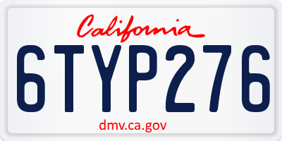 CA license plate 6TYP276