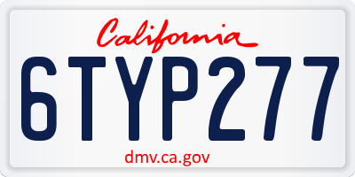 CA license plate 6TYP277