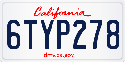 CA license plate 6TYP278
