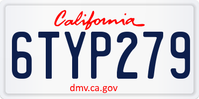 CA license plate 6TYP279