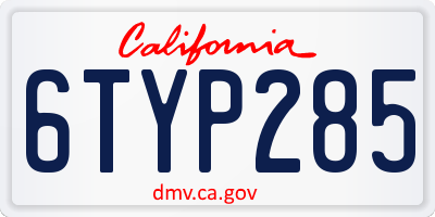 CA license plate 6TYP285