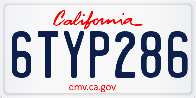 CA license plate 6TYP286