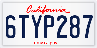 CA license plate 6TYP287