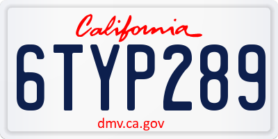 CA license plate 6TYP289