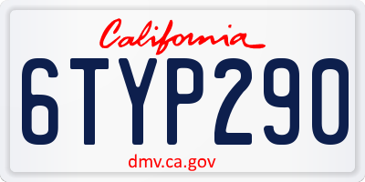 CA license plate 6TYP290