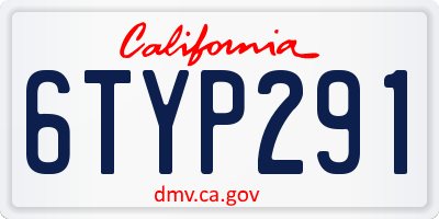 CA license plate 6TYP291
