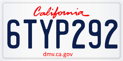 CA license plate 6TYP292