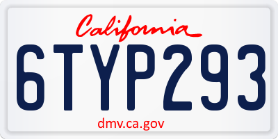 CA license plate 6TYP293
