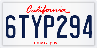 CA license plate 6TYP294