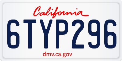 CA license plate 6TYP296