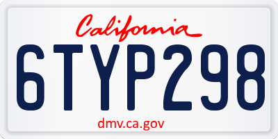 CA license plate 6TYP298