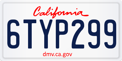 CA license plate 6TYP299