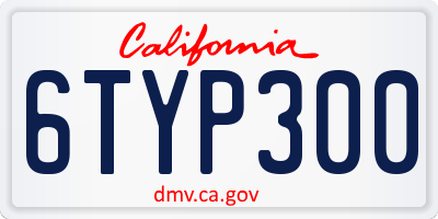 CA license plate 6TYP300