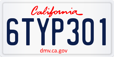 CA license plate 6TYP301