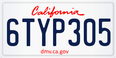 CA license plate 6TYP305