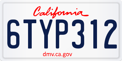 CA license plate 6TYP312
