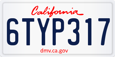 CA license plate 6TYP317