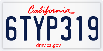 CA license plate 6TYP319