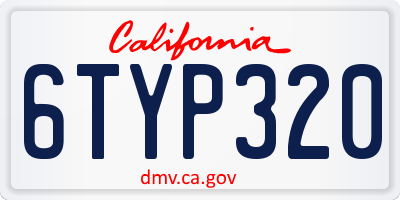 CA license plate 6TYP320