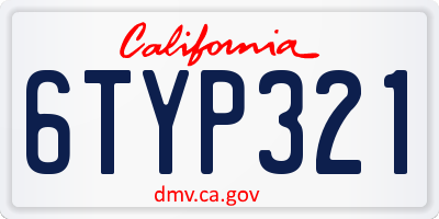 CA license plate 6TYP321