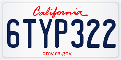 CA license plate 6TYP322
