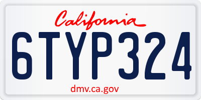 CA license plate 6TYP324