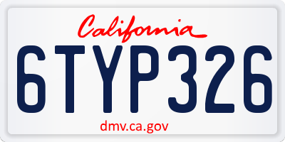 CA license plate 6TYP326