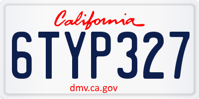 CA license plate 6TYP327