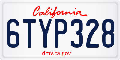 CA license plate 6TYP328