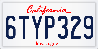 CA license plate 6TYP329