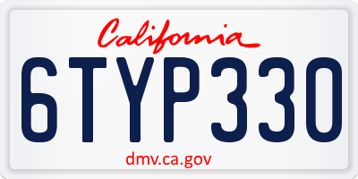 CA license plate 6TYP330