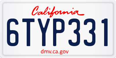 CA license plate 6TYP331