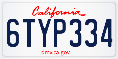 CA license plate 6TYP334