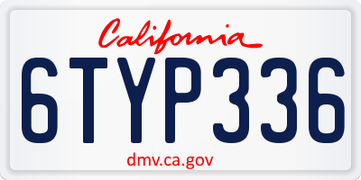 CA license plate 6TYP336